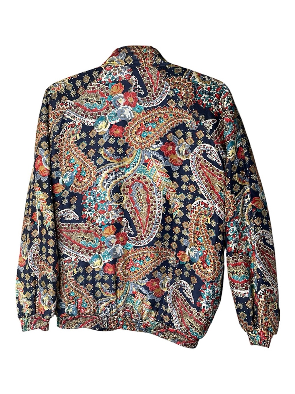 Robert Stock Cintage Paisley Quilted Zip Bomber Jacket Sz L - Picture 2 of 4